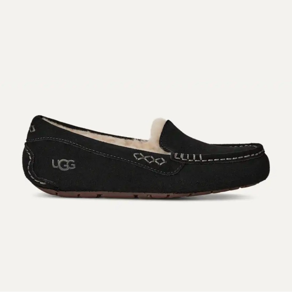 UGG Black Suede Shearling-Lined Women's Moccasin